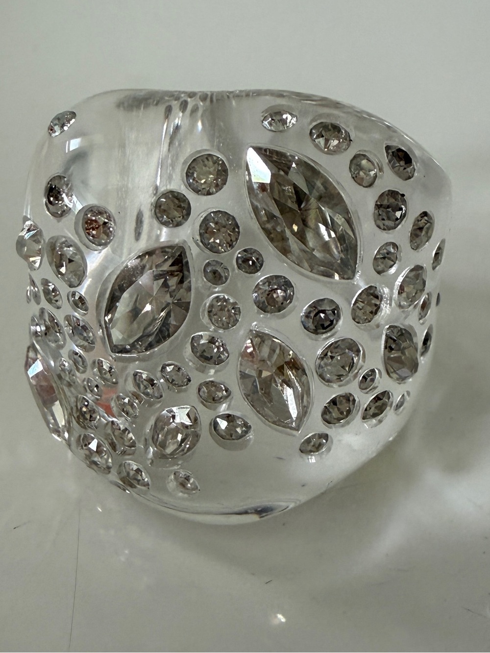 ALEXIS BITTAR Confetti Crystal Lucite Puffy Ring- Clear Size 9
